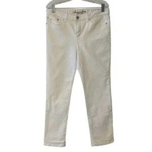 American Rag Women White Jeans Straight Leg 13R Casual Cotton Denim Zip-…